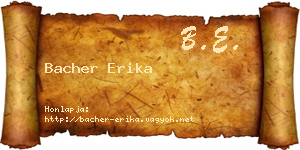 Bacher Erika névjegykártya